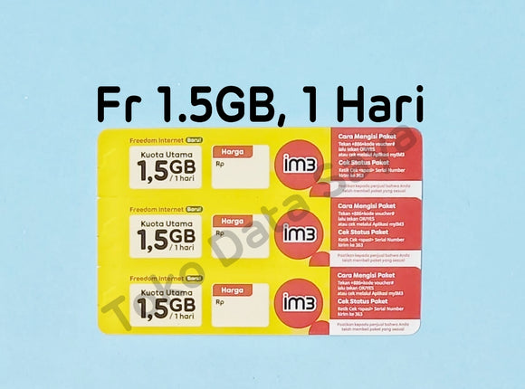 Voucher Indosat Freedom Internet 1.5 GB 1 Hari