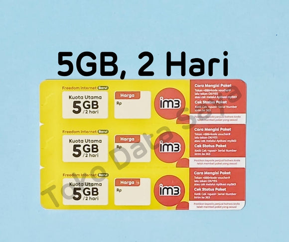 Voucher Indosat Freedom Internet 5 GB 2 Hari