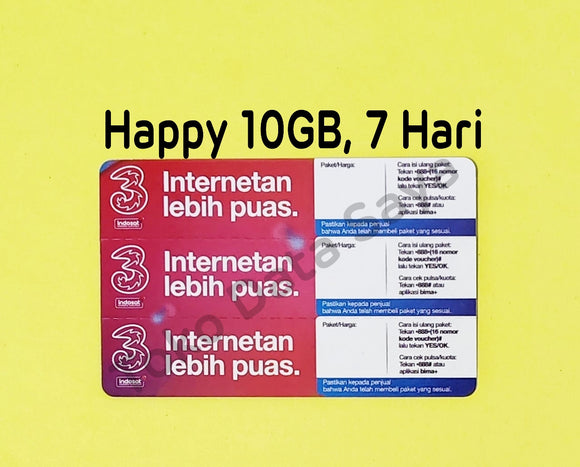 Voucher Tri Happy 10 GB 7 Hari Jatim-Jateng NEW total (12GB)