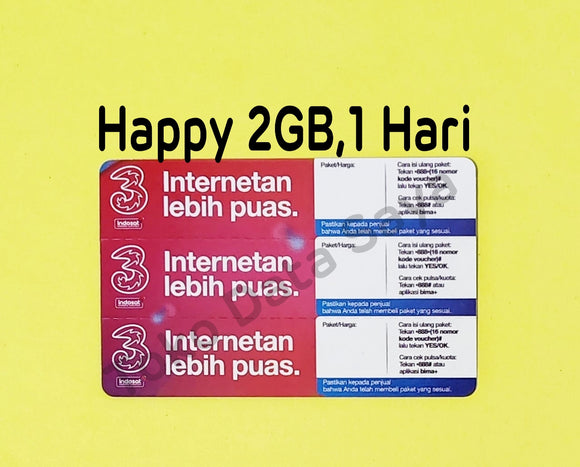 Voucher Tri Happy 2 GB 1 Hari Jatim-Jateng
