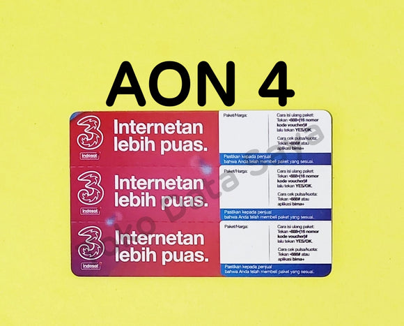Voucher Kuota Data 3 / Three / Tri AON 4 Jatim-Jateng