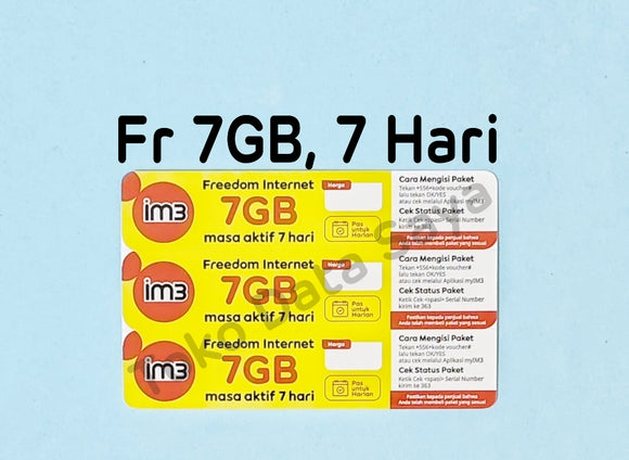 Voucher Kuota Data Indosat Freedom Internet 7GB, 7 Hari ORI