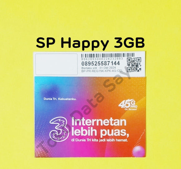Perdana Kuota Data 3 / Three / Tri Happy 3GB