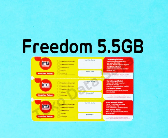 Voucher Kuota Data Indosat Freedom 5.5GB (New Kuota 6.5GB)