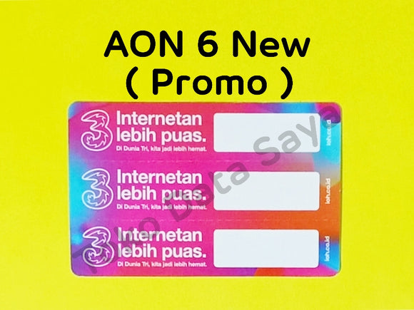 Voucher Kuota Data 3 / Three / Tri AON 6 Jatim-Jateng NEW total (8GB)