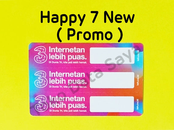 Voucher Kuota Data 3 / Three / Tri Happy 7GB Jatim-Jateng NEW total (9GB)